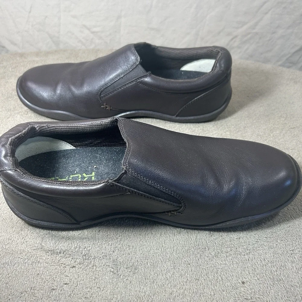 KURU Slip On Shoes Mens 13 Brown Leather Comfort Work Casual Kivi Style